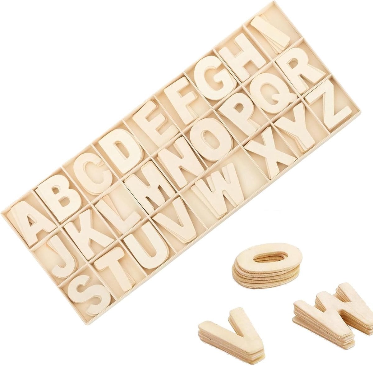Houten Letters Set van 130 Stukken, Alfabet A tot Z voor Creatieve Klussen, DIY Decoratie en Handwerk voor Kinderen