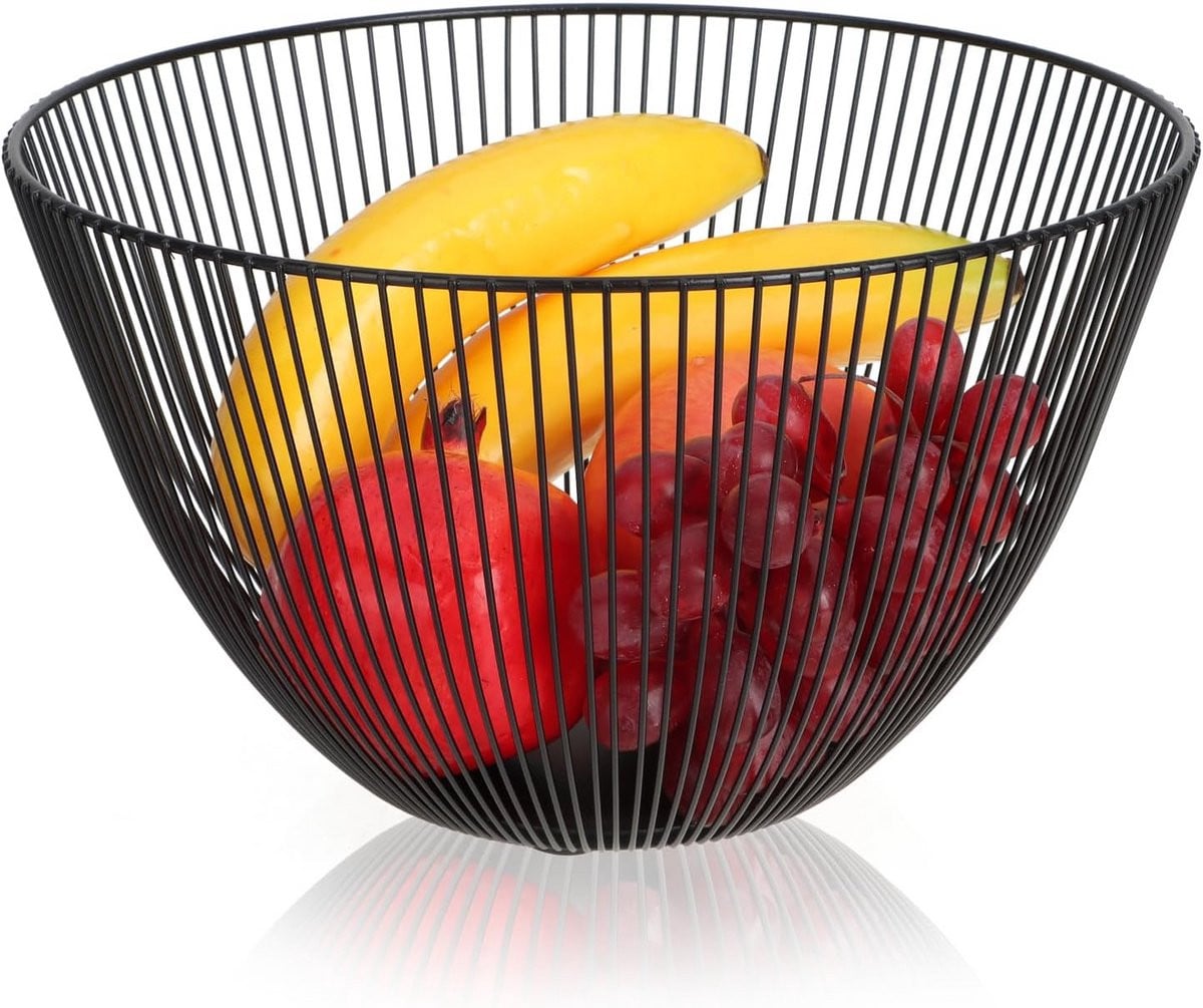 Zwarte metalen fruitmand van 24,5 cm - Decoratieve fruitschaal voor bloembakken en kaarsen