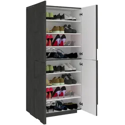Dmora Schuhschrank Orfeo, Mehrzweckschrank mit 4 Flügeltüren, Eingangsschuhregal, 100 % Made in Italy, cm 81x38h167, Slate