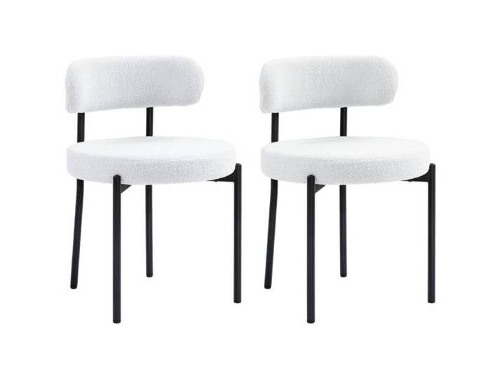 Lot de 2 chaises de salle à manger Logidon revêtement polaire blanc crème