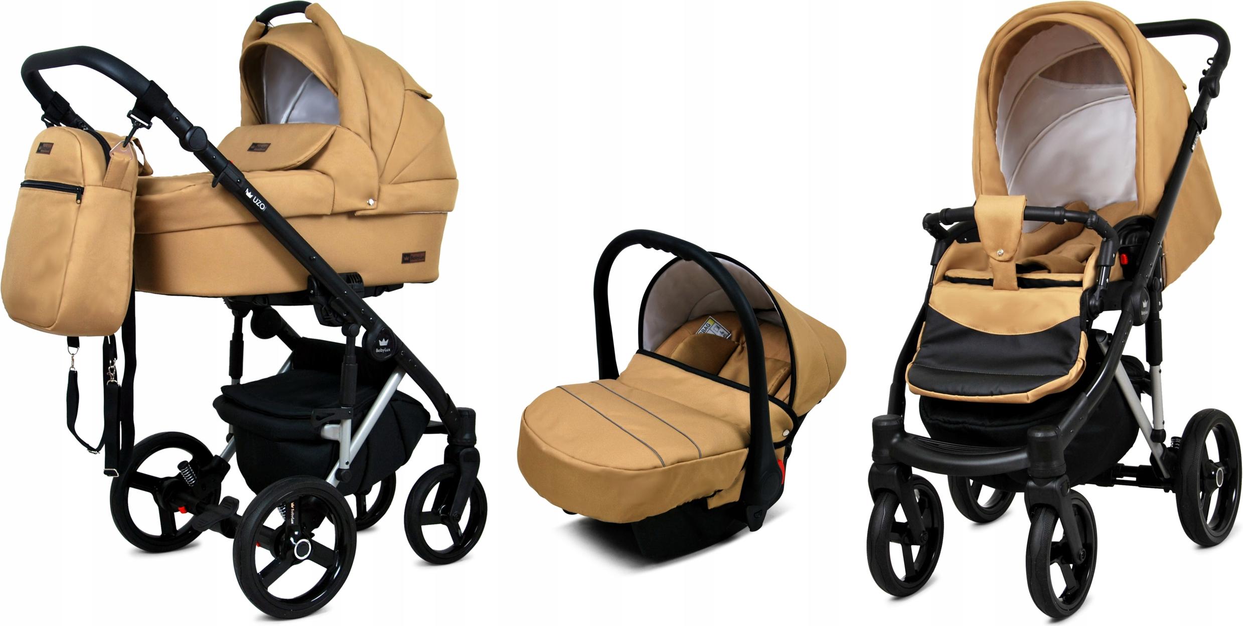 BabyLux UZO | 3in1 Kinderwagen Set | Sand Pearl | Kombikinderwagen | Kinderwagenset | Buggy + B