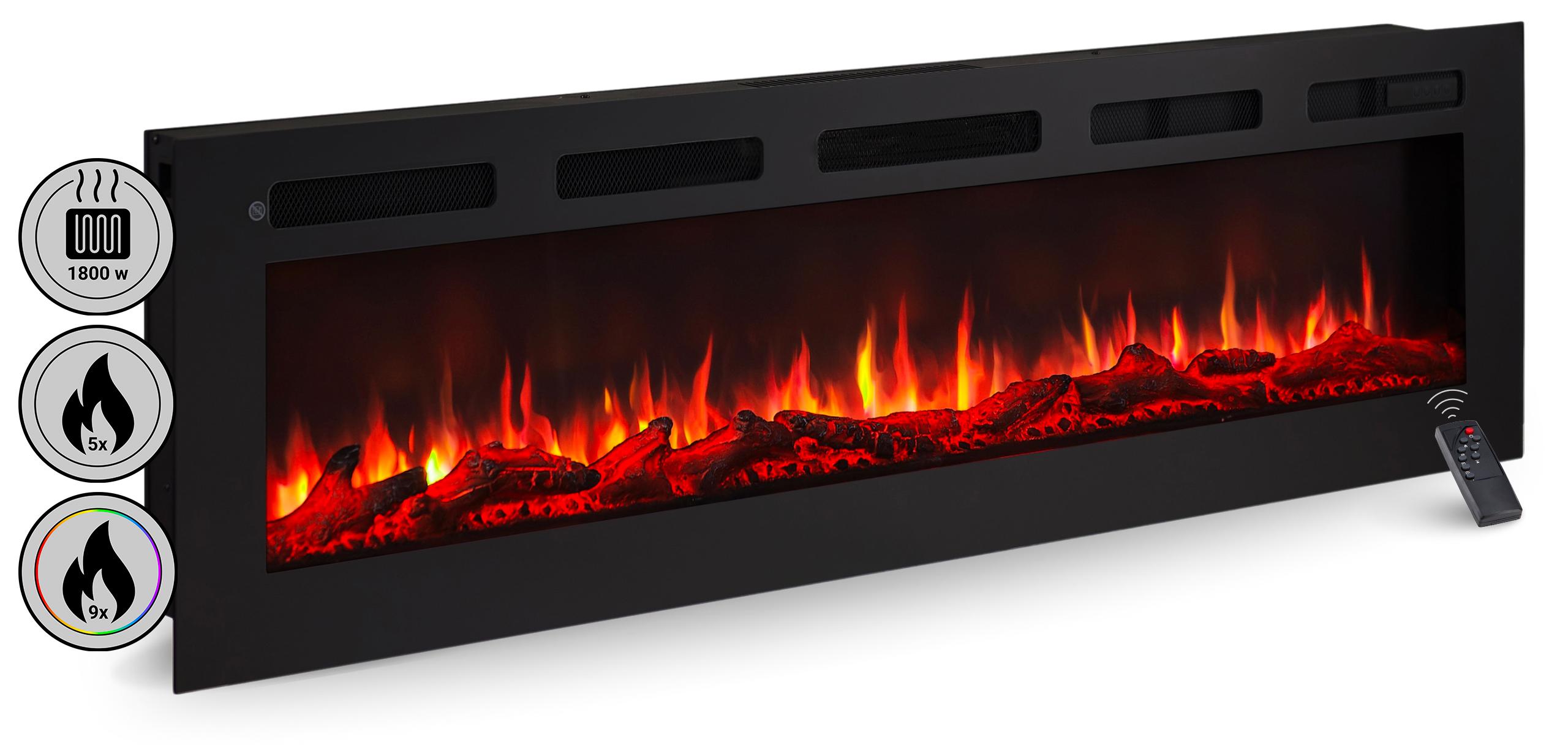 Elektrokamin Einbaukamin BALDERIA Leif 50 - Heizung bis 1800 W, schwarz