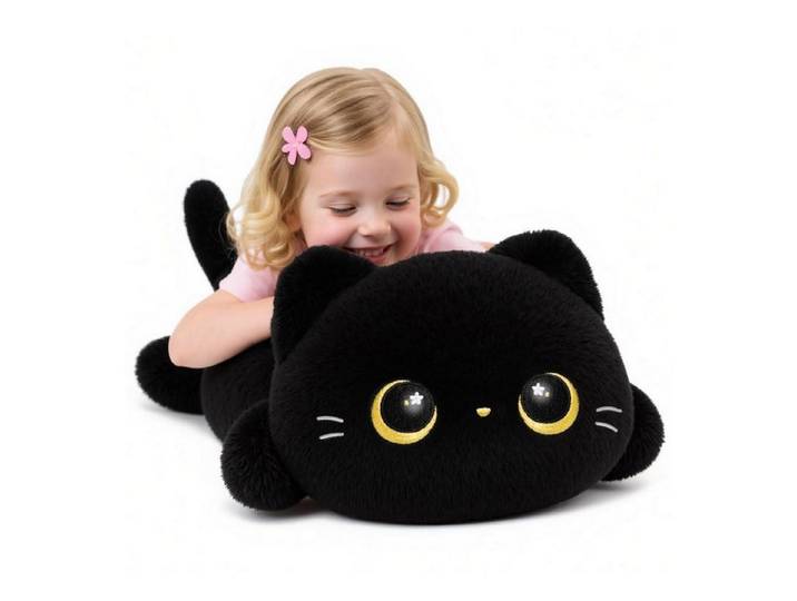 LuxusKollektion Kuscheltier Plüschkissen Katze Plüschtier Squishy Kinder Schwarze Katze 51 CM (1-St)