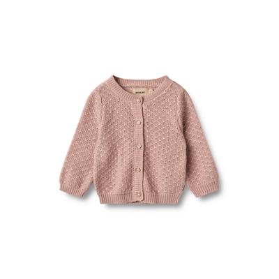 Strickjacke WHEAT "WHEAT Knit Cardigan Magnella", Mädchen, Gr. 86, rosa (rose powder), 100% Baumwolle (Bio), unifarben, normal, Rundhals, Strickjacken Strickjacke
