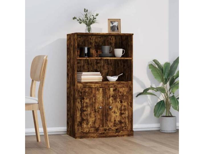 SALE 2025 Armoire haute vitrine - Bibliothèque Buffet haut - Chêne fumé - 60x35 5x103 5 cm - bois d'ingénierie 24 68 Kg 8579