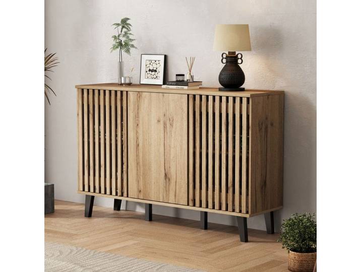 Piaenon - Buffet bas 150×40×95cm avec 3 Portes 6 Rangements 40kg Design Moderne Salon - Bois