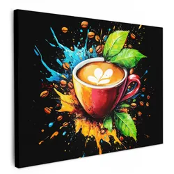 LEINWANDBILD Kaffee - Graffiti - Trinken - Abstrakt Wandbilder 80x60 cm