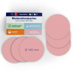 Magnetoplan Moderationskarten Rosa rund 140mm 500St