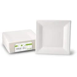 greenbox - Teller aus Zuckerrohr 26 x 26 cm, quadratisch, 50 St.
