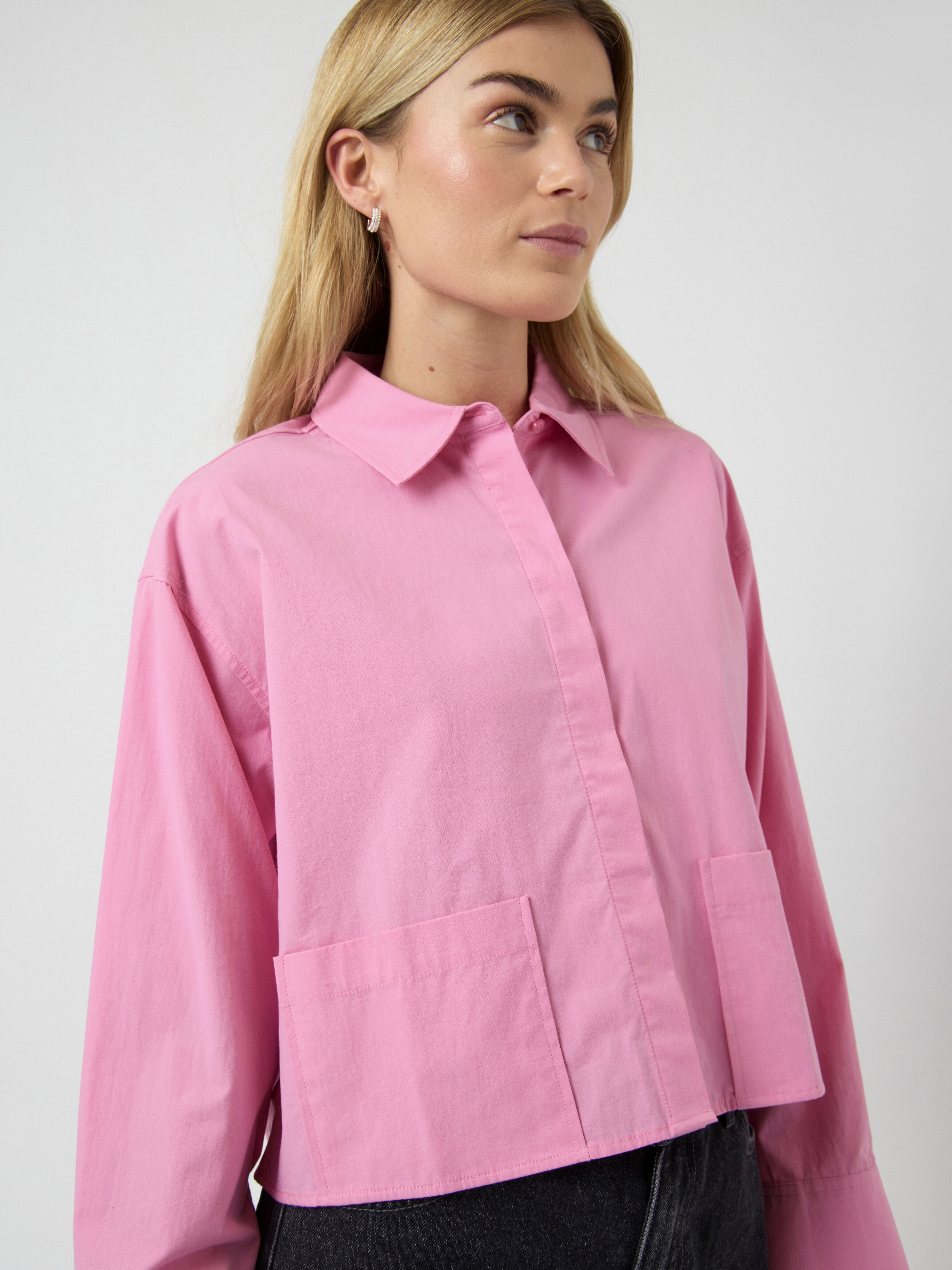 Hemdbluse Y.A.S "YASLEE LS SHORT SHIRT S. NOOS", Damen, Gr. 40, moonlite mauve, Web, Obermaterial: 100% Baumwolle, unifarben, kurz, Blusen Hemdbluse, Baumwolle moonlite mauve 40