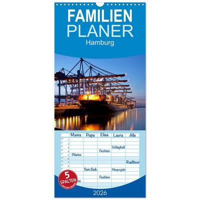 Familienplaner 2026 - Hamburg mit 5 Spalten (Wandkalender, 21 x 45 cm) CALVENDO