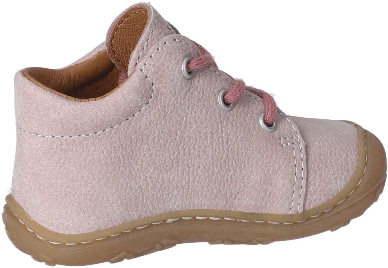 Lauflernschuh PEPINO BY RICOSTA "MECKI", Mädchen, Gr. 18, Leder, rosa, Nubukleder, bestickt, Schuhe Lauflernschuh, Schnürschuh mit Lederinnenausstattung, Größenschablone zum Download