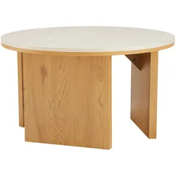 Oviala Business Runder Couchtisch in Holzoptik, 80 cm Durchmesser, helles Holz
