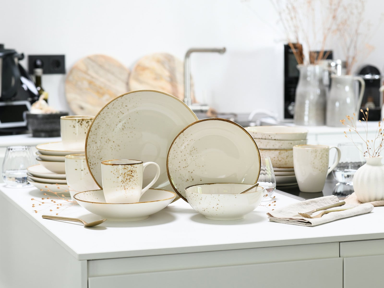 CreaTable Nature Collection 20-delige serviesset van aardewerk, beige, voor 4 personen