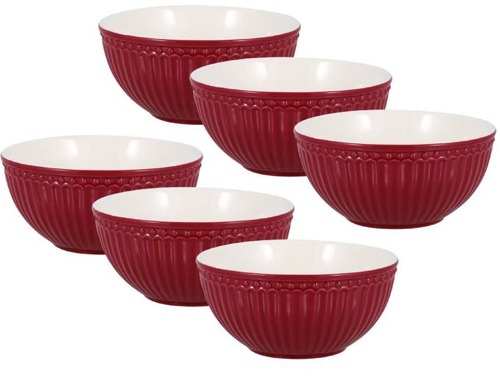 Greengate Geschirr-Set Alice Müslischale claret red 14cm Set6, Steinzeug