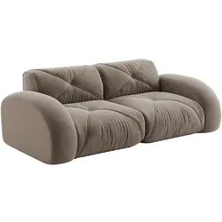Merax Modulares Sofa 2-Sitzer, Cloud Sofa mit runden Armlehnen, Chenille weich, rahmenlos bodennah, Lounge Sofa, Braun