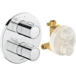 Duravit Thermostatarmaturen Thermostat Unterputzmodell Set, runde Rosette, 2 Verbraucher, 24 l/min, TH4200008010, Farbe: Chrom Hochglanz