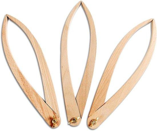 Houten Schuifmaat Lichtbruin - Meetinstrument met Keramiek en Vergrendelbare Vleugelmoer - 26 cm