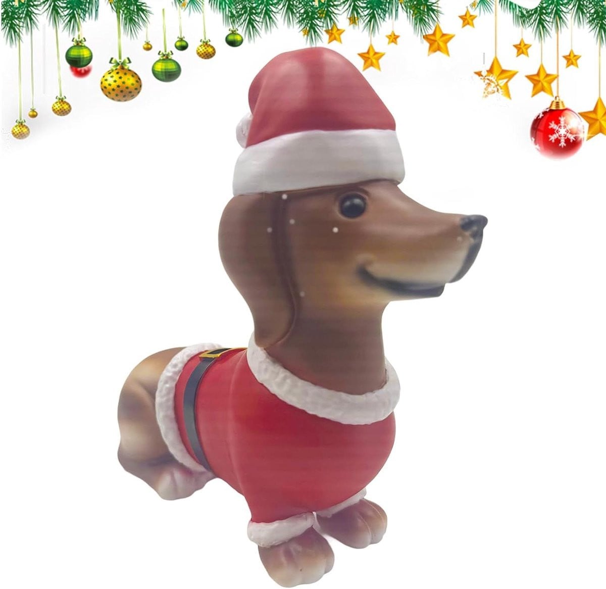Teckel Standbeeld Decoratie - Meerkleurig Hondbeeldje voor in de Woonkamer - H 18 cm x B 10 cm x D 18 cm