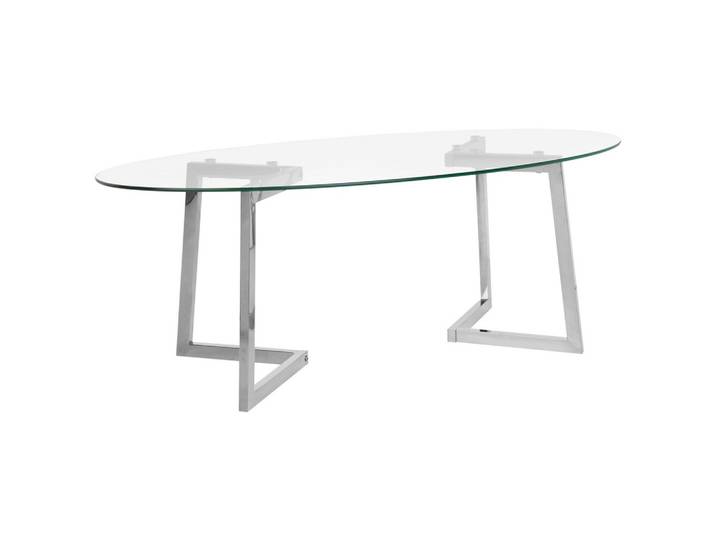COUCHTISCH Glas Silber oval Fresno