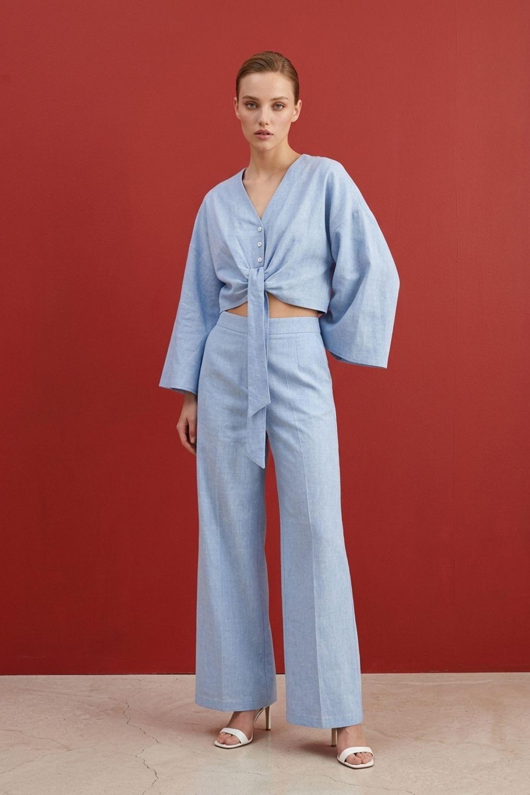 Katoenen Co-ord Set met Strikdetail