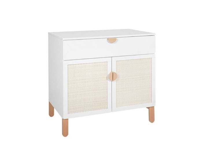 Commode 2 portes 1 tiroir Bellamy Laurie Blanc et bois