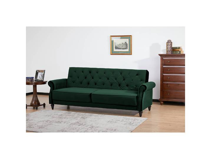 Schlafsofa Brampton Grün/Dunkelgrün Samt Criada 220 x 86 x 95cm Landhaus