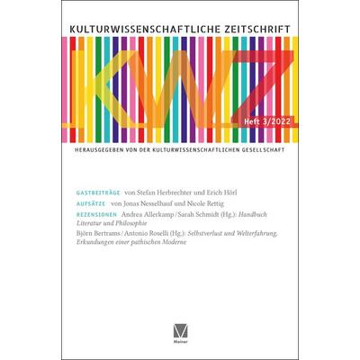 Kulturwissenschaftliche Zeitschrift 2022/3, Taschenbuch von , Meiner, F, 978-3-7873-4580-9