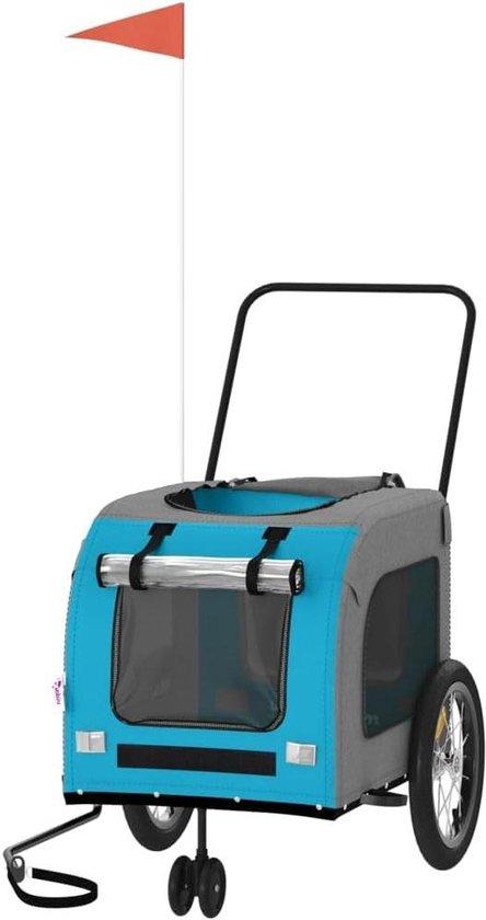 Fahrradanhänger für Hunde - Transport - Sichere Beförderung - Robuster Eisenrahmen - Max. 45 kg - Blau-Grau