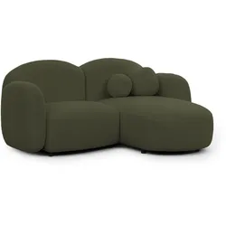 ECKSOFA Nuvola mit abgerundetem Design Grün Bouclé-Stoff - Ottomane Rechts