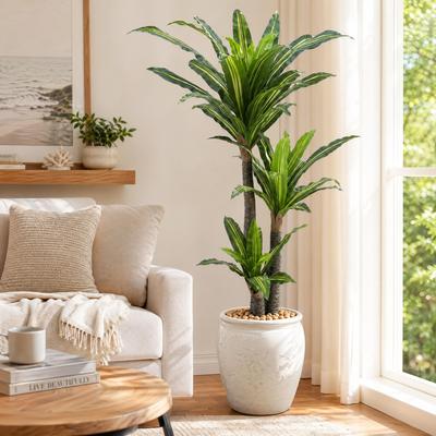 Garvee 6FT Artificial Brazilian Iron Tree, 2-Head Faux Dracaena in Pot, Indoor Outdoor Decor