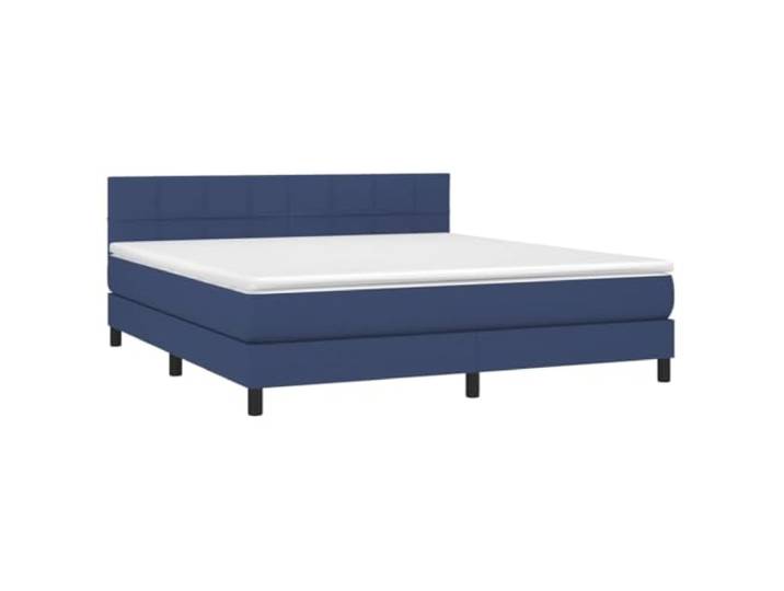 KTHLBRH Boxspringbett mit blauer Matratze 180 x 200 cm Verstellbares Kopfteil, mittlere bis harte Unterstützung, inklusive Matratzenschoner, atmungsaktiver Stoff