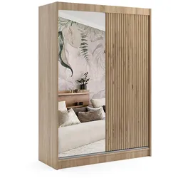KLEIDERSCHRANK VILAN mit Spiegel - 120 cm - Sonoma Eiche|Eichefarben