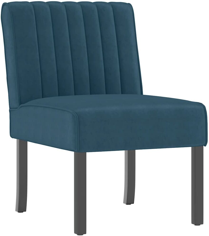 vidaXL Fauteuil sans accoudoirs bleu velours