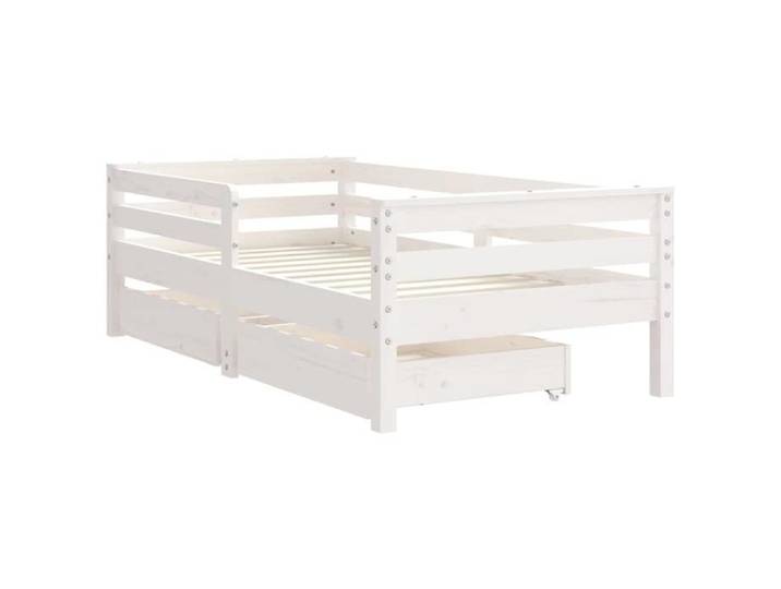 BEAU Lit Simple，Lit enfant - Cadre de lit enfant tiroirs - blanc - 70x140 cm - bois de pin massif[82384]