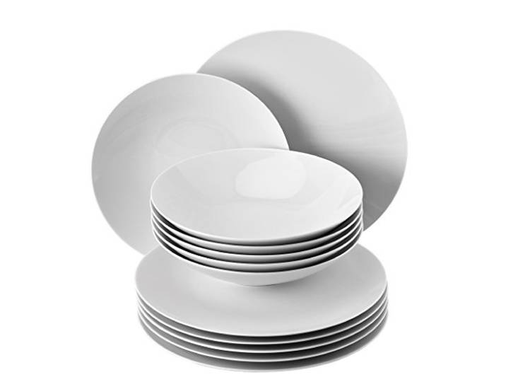 Rosenthal TAC Gropius Weiss – 12 teilig für 6 Personen, Tafelset aus Porzellan, Modernes Geschirr Weiß