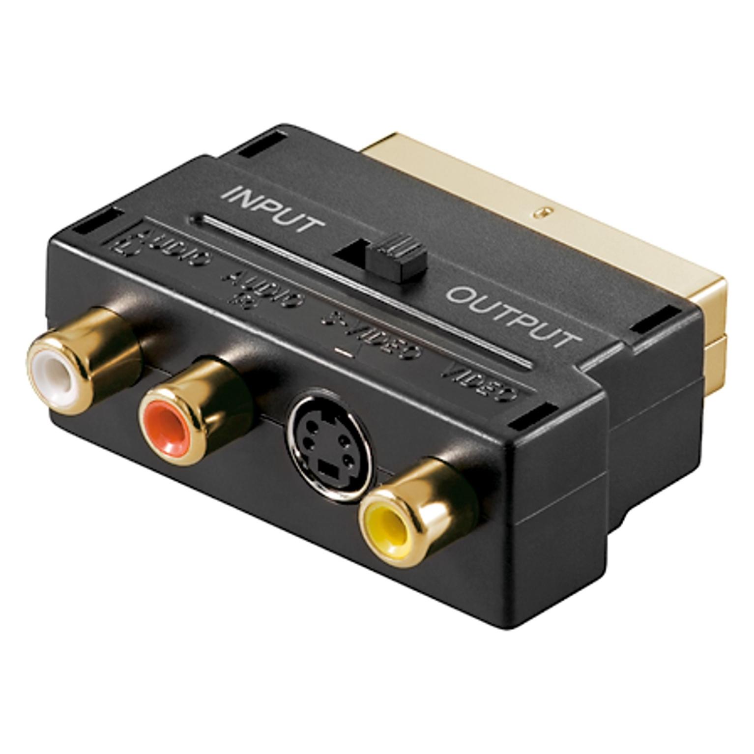 Goobay Scart zu Composite Audio Video und S-Video Adapter, IN/OUT (Winkeladapter) (50499)