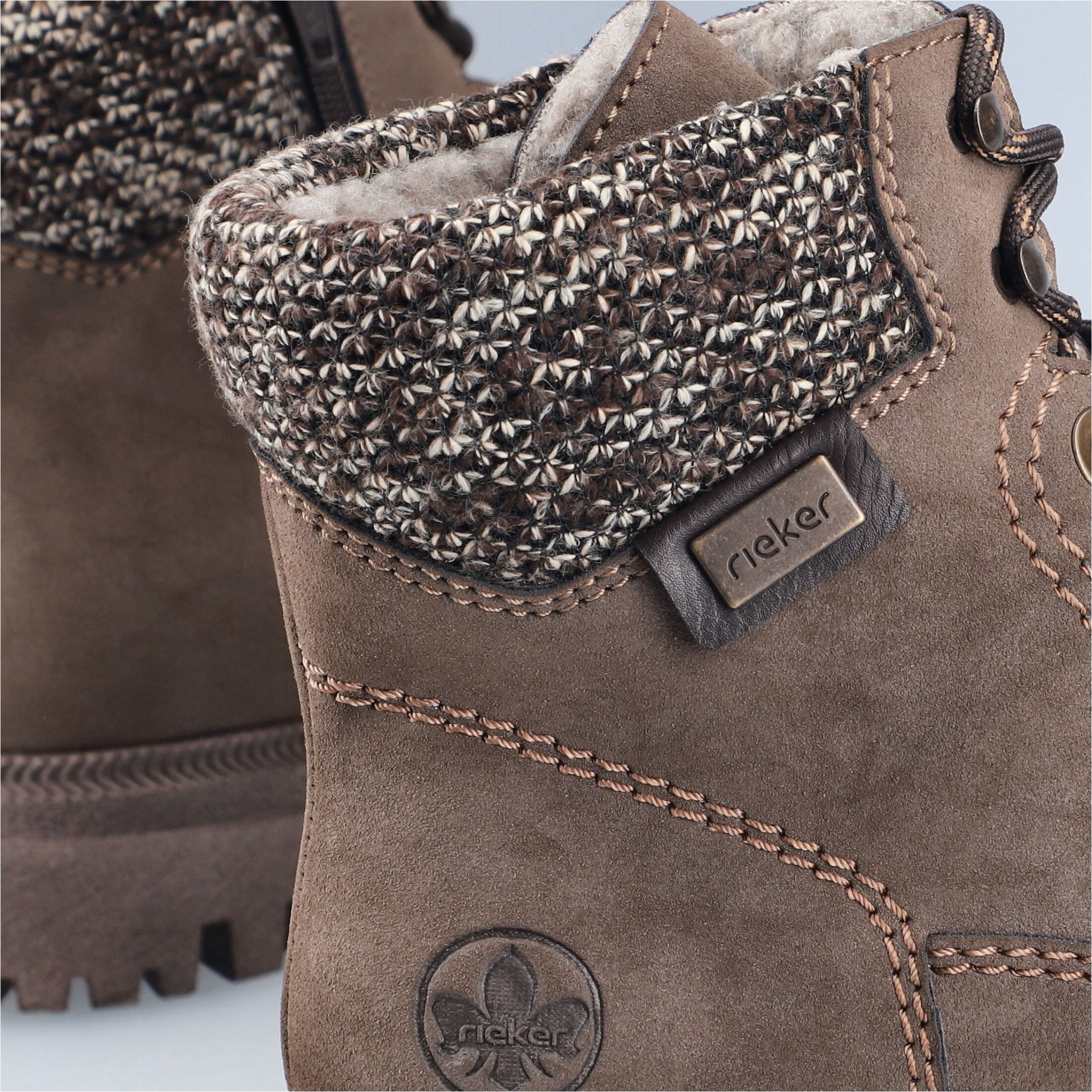Winterboots RIEKER, Damen, Gr. 36, Warmfutter, braun, Lederimitat, Basic, Schuhe Winterboots, Schnürboots, Schnürstiefelette mit Strickrand