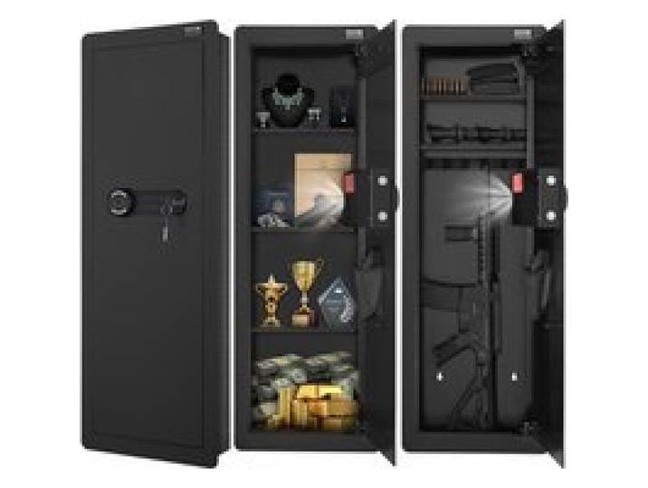 VEVOR Coffre-Fort Mural Encastrable 109 cm de Haut 4 Niveaux, Coffre-Fort Biométrique à Empreinte Digitale et Clavier, en Acier Laminé à Froid, Étagères Amovibles et Porte-Clés, avec Lumière et Alarme