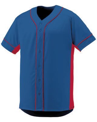 Augusta Sportswear 1660 Athletic Slugger Jersey T-Shirt in Royal/Red size 2XL   Polyester
