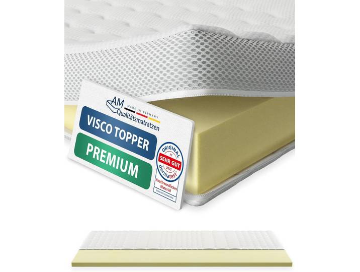 AM Qualitätsmatratzen Premium Visco-Topper 160x200 cm 6 cm Höhe Matratzentopper 160/200 Viscoschaum Topper Memoryschaum