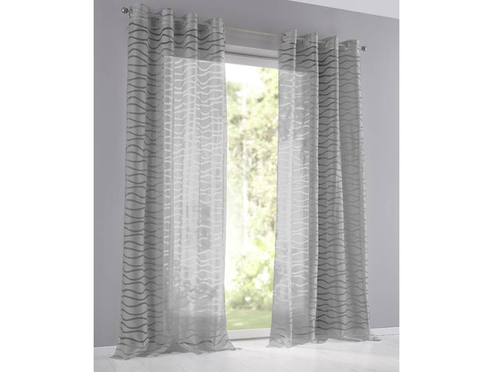 Vorhang KUTTI Enya Gr. 1, grau, B:135cm H:145cm, Baumwolle, Polyester, Gardinen, Vorhang, Ausbrenner, modernes Design