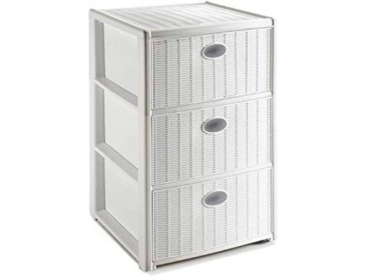 Commode Elegance 3 Tiroirs Blancs - Stefanplast - 40x40x60 cm - Plastique - Résine - Elégance - Chic