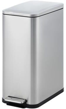 Garvee 13 Gallon Slim Kitchen Trash Can, 50L Stainless Steel Step Bin with Soft-Close Lid and Inner Bucket, Silver