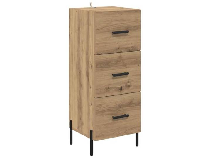 TEKGHUT Sideboard Artisan-Eiche 34 x 34,5 x 90 cm Holzwerkstoff Schwarze Stangengriffe,stabile Beine,viele Fächer,Schubladen,Innenbereich,Wohnzimmer
