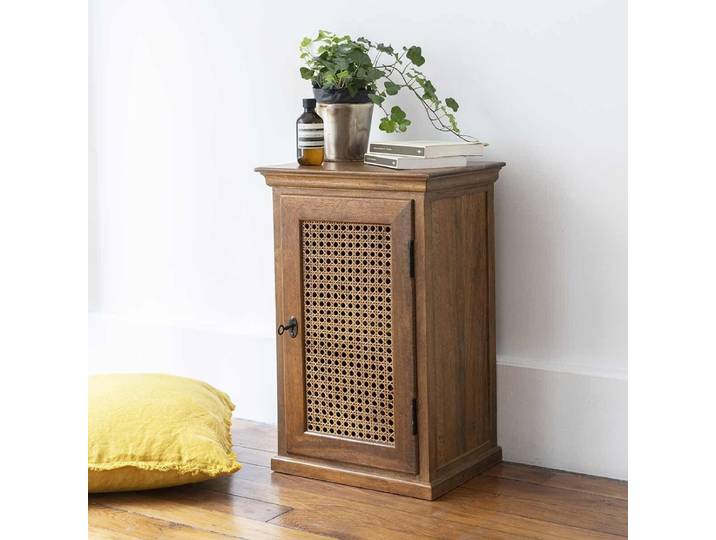 Petite armoire parisienne 1 porte en cannage vintage Georges