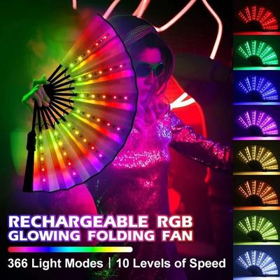 Uplifted Goods Glow LED Folding Hand Fan multicolor