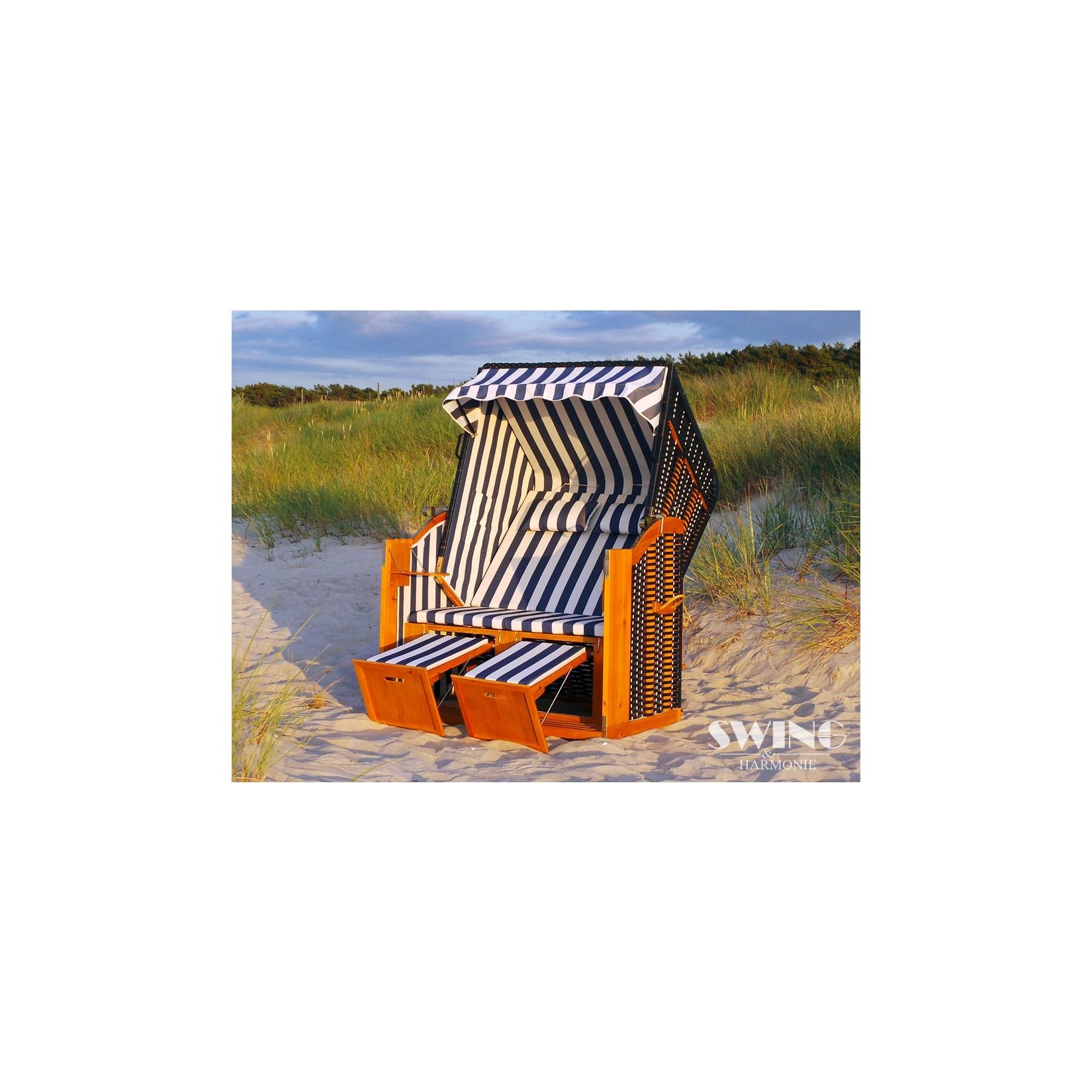 Swing&Harmonie LED - Strandkorb XXL - 118cm inkl. Abdeckcover Volllieger Ostsee Sonneninsel Rattan Möbel Polyrattan - versch. Ausführungen