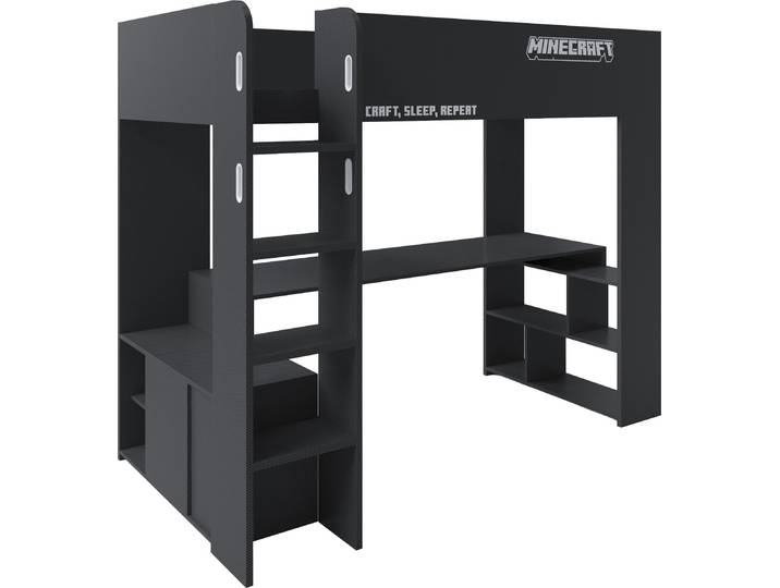 Hochbett PHOENIX, schwarz, B:96cm H:181cm L:226,5cm, Hochbetten, Hochbett