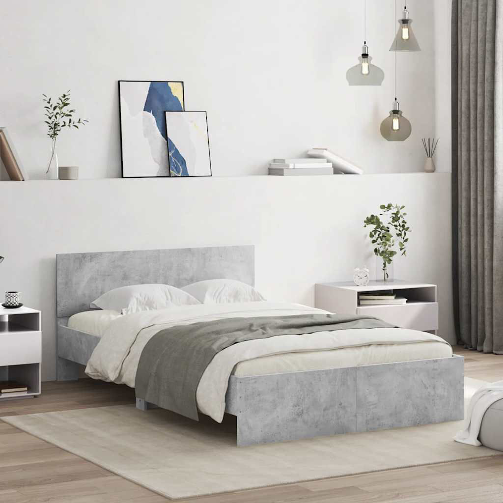 17 Stories Siman Bed Concrete Grey Double (4'6)